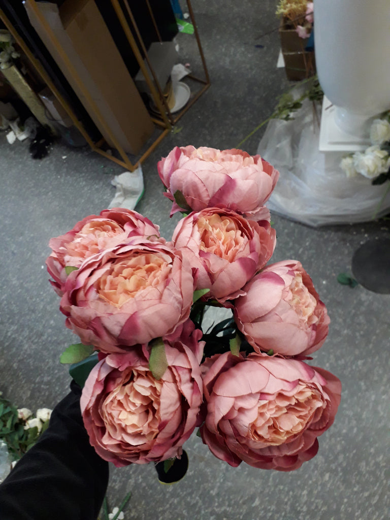 7 HEAD FABRIC ARTIFICIAL PEONIES LIGHT PURPLE BUNCH Peony