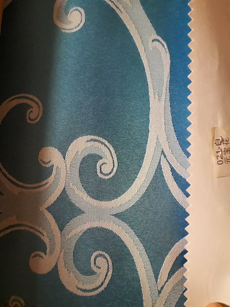 Sequin Table Cloth Square 90"x156 (light blue with waves)- 021