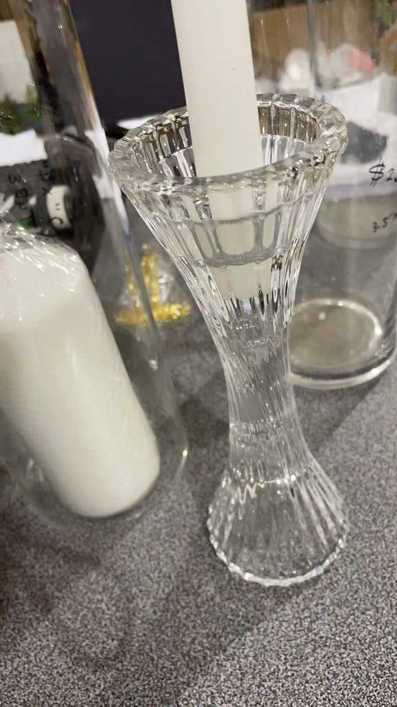 New Glass crystal CANDLEHOLDER candle holder vertical line (L) ripple