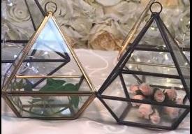 GEOMETRIC 5.5" PLANTER GLASS PYRAMID TERRARIUM VASE(Black)-SMA2 - Viva La Rosa
