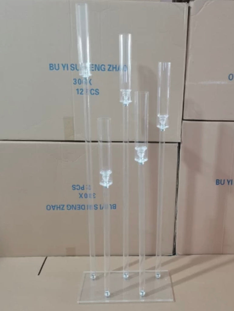 Acrylic plastic CANDELABRA 5 HEAD with rectangular base