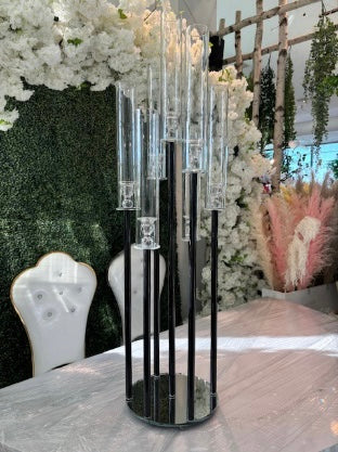 Black CRYSTAL CANDLeholder set 7 head 44”