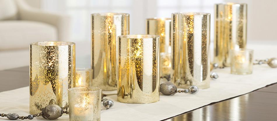 Mercury Gold 4"x6"H Cylinder Vase