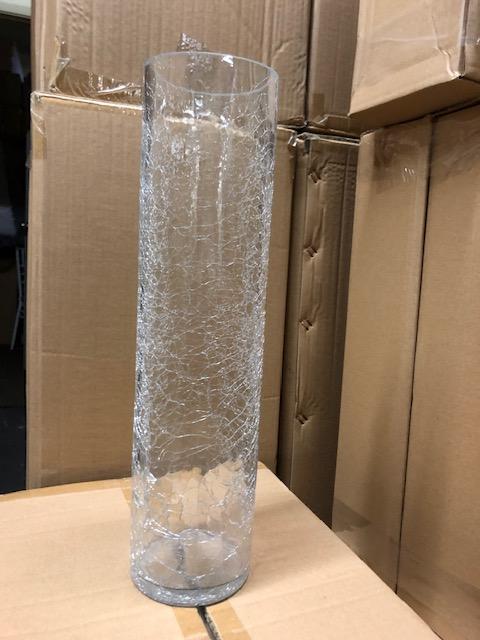Crackled Vase Cylinder Vase 16"x4" Wedding Decoration centrepieces - Richview Glass Wedding Supplies