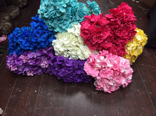 Artificial Flower Light Pink Hydrangea Bunch 7 head silk - Viva La Rosa