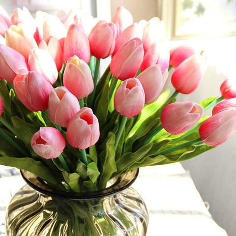 12xReal Touch PU flower Tulip artificial wedding decor Floramatique (Pink)-A85C16D4 - Viva La Rosa