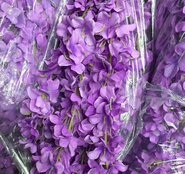 Artificial Flower Hanging Flower Garland Wisteria Single Strand 2.2m Purple - Viva La Rosa