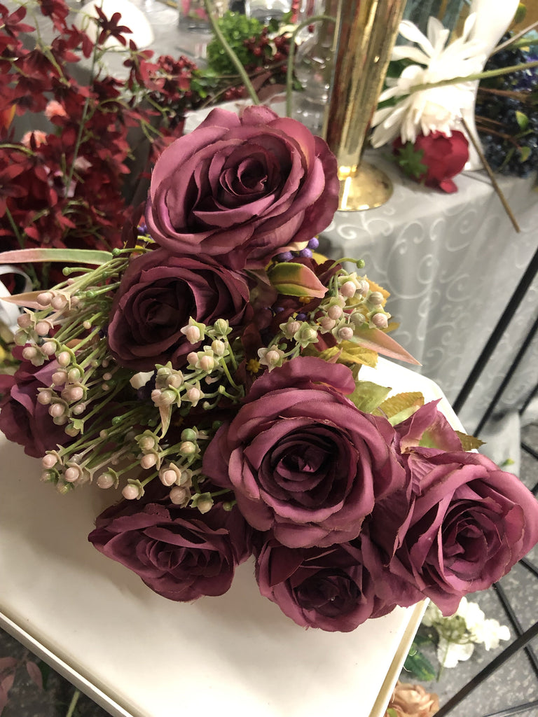 Wine color burgundy ROSE BUNCH With fillers