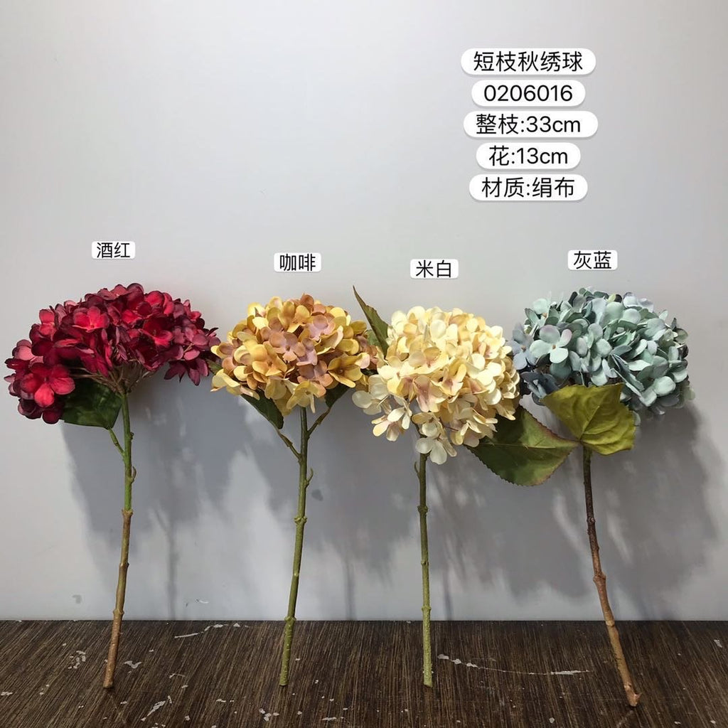 Artificial Flower Chocolate Hydrangea Spray Single Stem