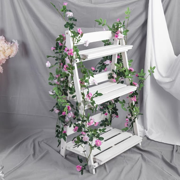 Green leaf Garland with lilac purple flower wedding greenery 2.2m