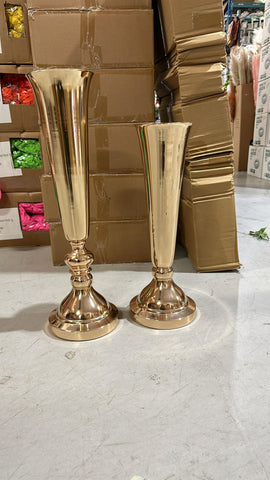 20” GOLD metal vase stand trumpet