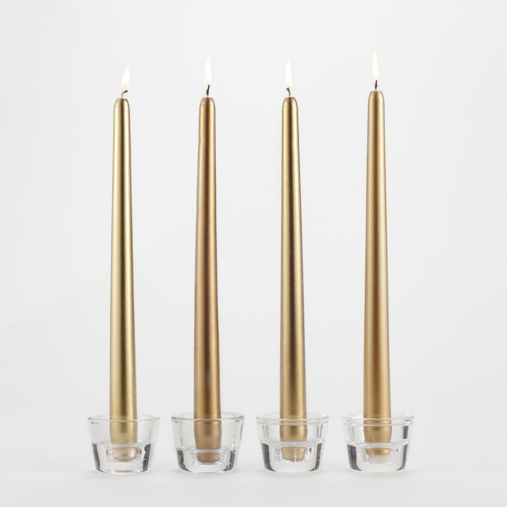 Pack of 12 Gold taper Candles wedding decor 10” long