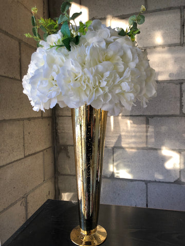 MERCURY GOLD 16" PILSNER TRUMPET CONE VASE