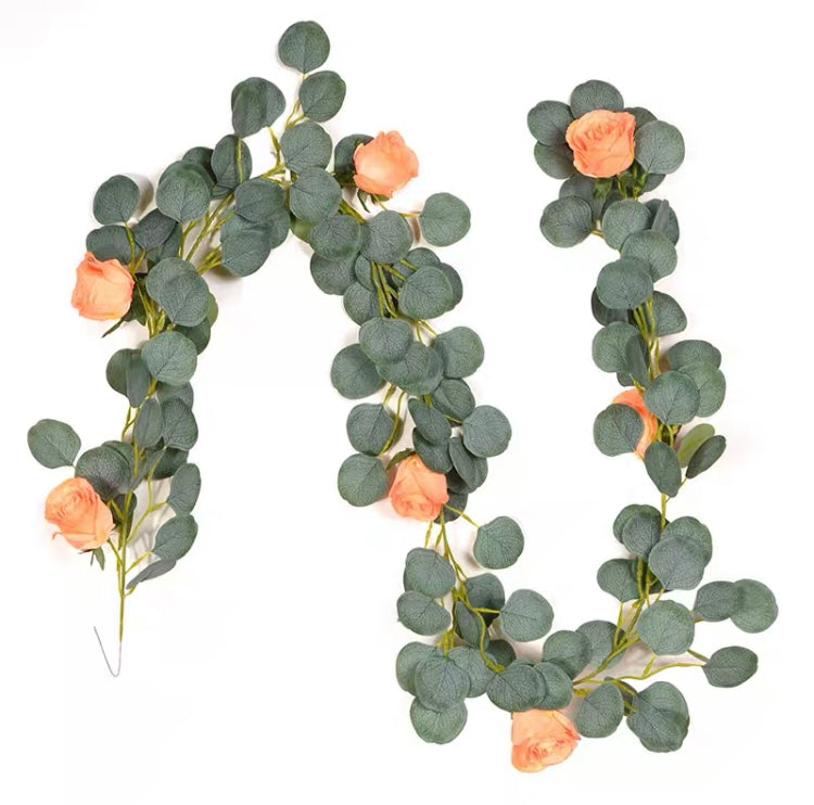 2M/6.5 feet Greenery silver dollar with ORANGE flowers
