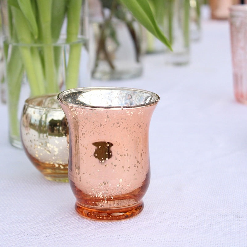 MERCURY Rose GOLD HURRICANE VASE 3"x3" H