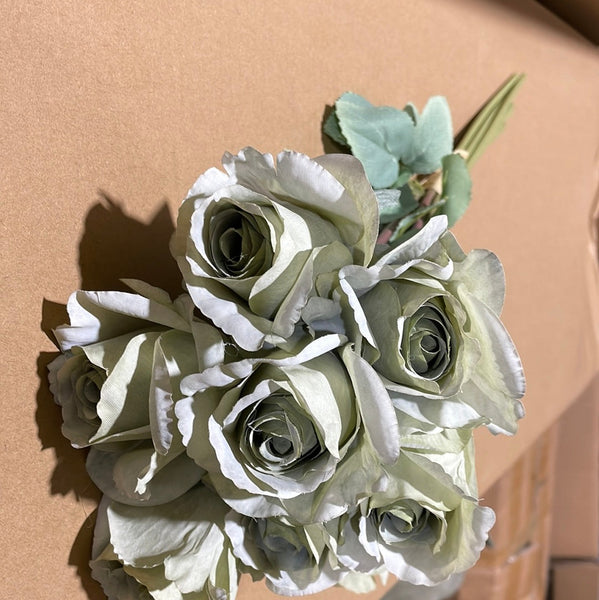 Green Diana Rose Hand tied arranged Flower Bridal Bouquet Jumbo Size pink
