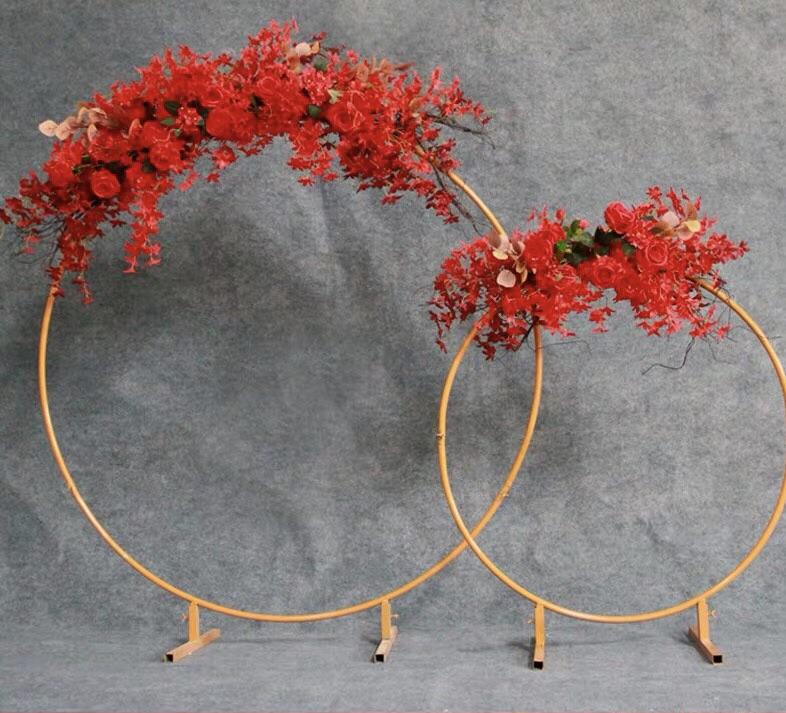Gold metal backdrop Stand Single hoop Round 2 meter/6.5 feet h