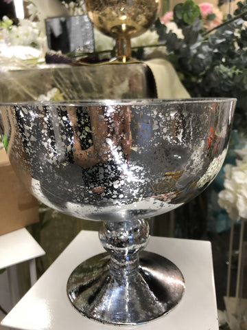 Mercury silver Bowl Glass Bowl Vase 8.3”x7”H bowl Vase