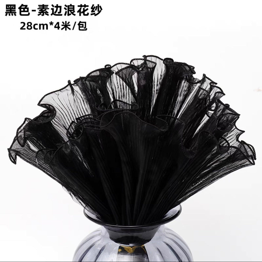 10”x4 meter Fresh Flower Wrapping Paper matte finish white with black trim
