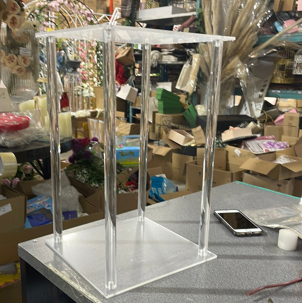 4 Four Pole Centerpiece Acrylic stand 16” with 10"x10" top