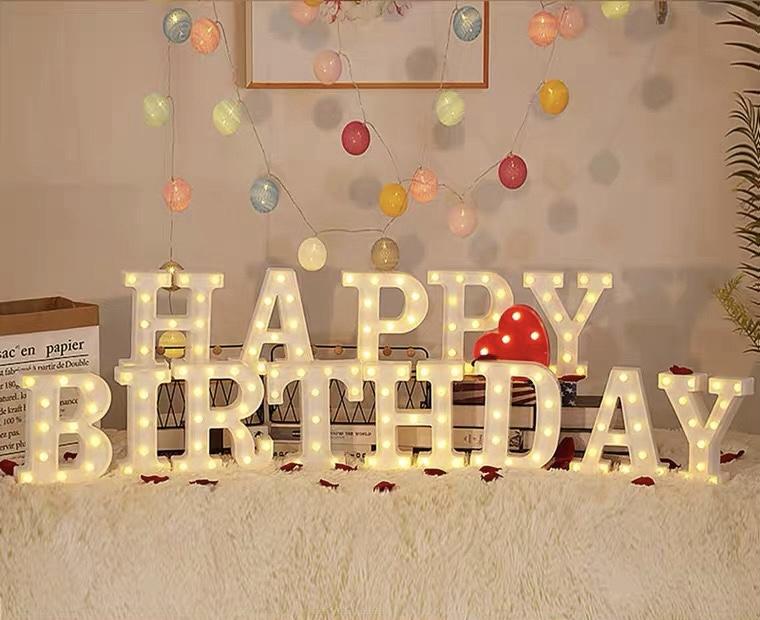 Warm White LED Standing Sign Happy Birthday
