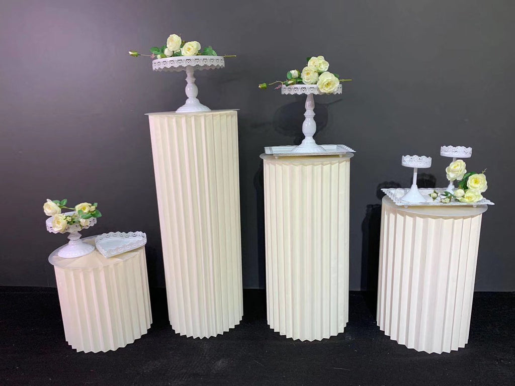 Champagne cardboard stand plinth set of 3