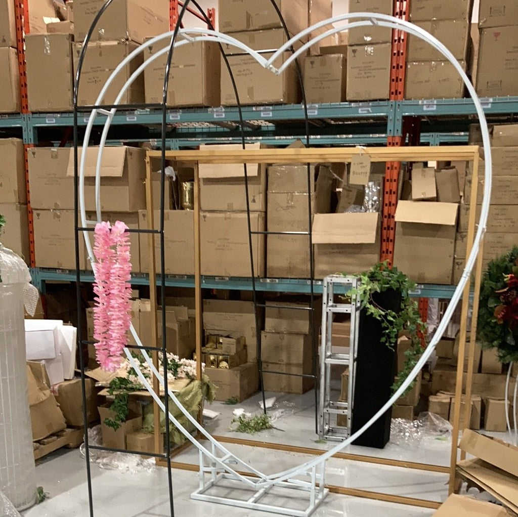 DOUBLE White heart Metal Backdrop Stand Arch 2.1m/7 feet tall