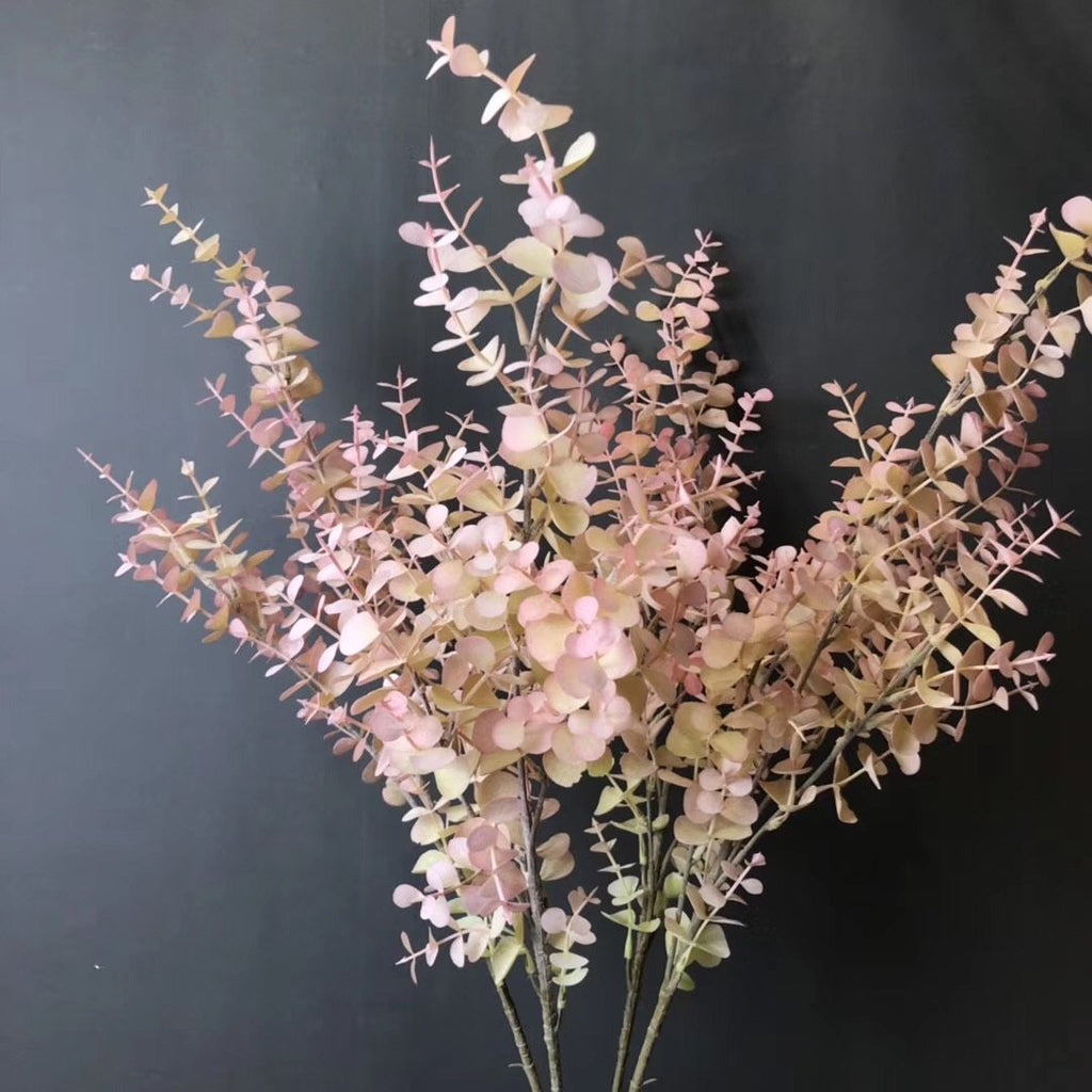 Single stem real touch small Eucalyptus pink Greenery
