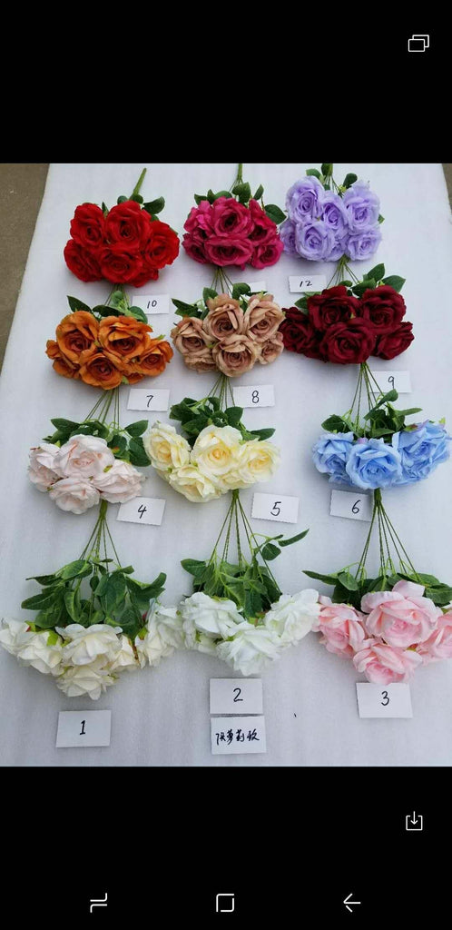 Artificial Flower Rose Bunch 7 head champagne