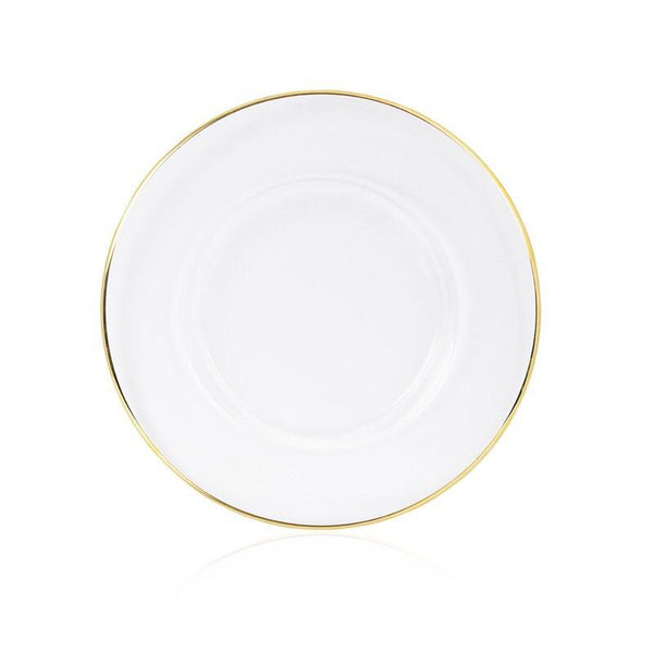 12.5" Clear Glass Charge Plate gold rim