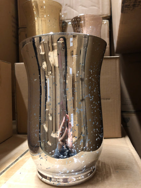 Machine made 5" x 8" Silver mercury hurricane glass