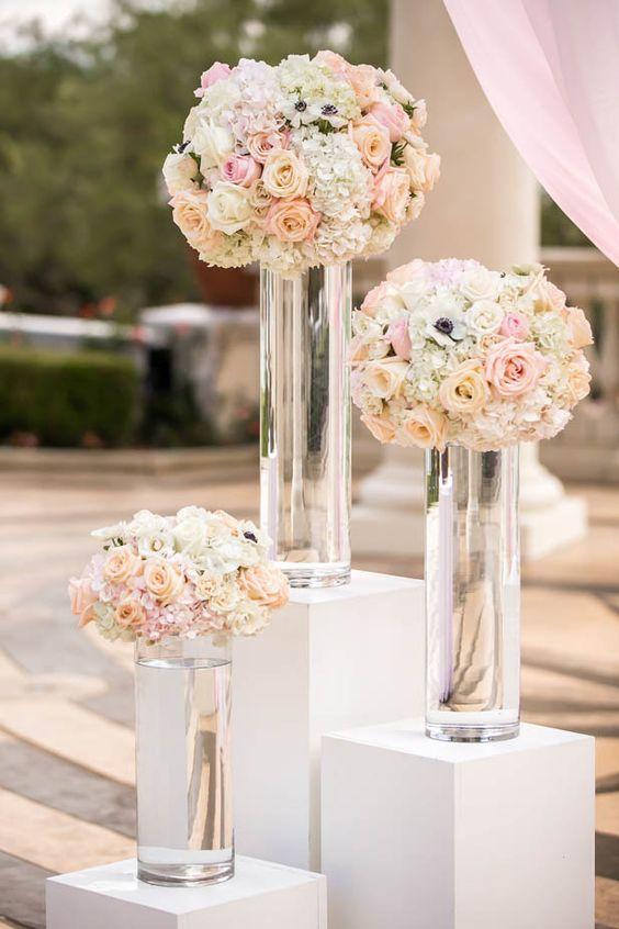 Set of 3 cylinder vases 26"/20"/14" h