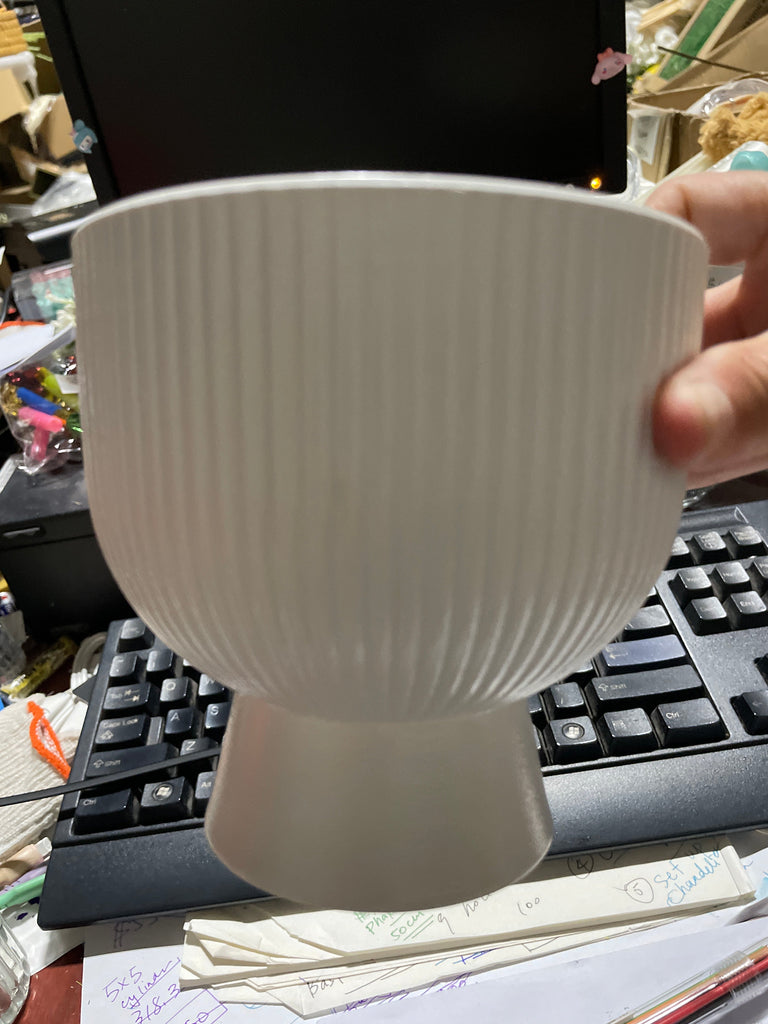 White ceramic short bowl china 5” h Dalí