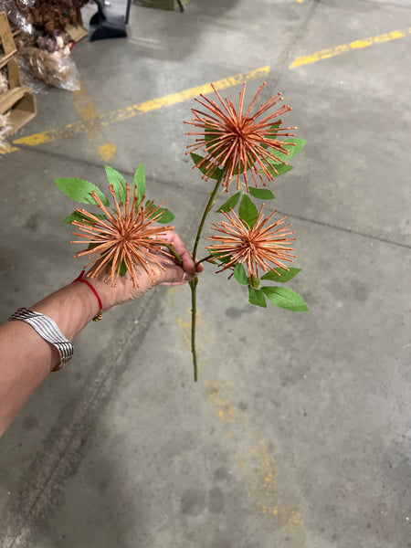 Burnt Orange Pom Sea Spiky Artificial flower wedding greenery