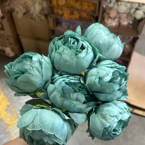 7 head Peonies bunch sage green