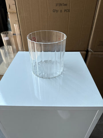 MT5-5 Ribbed Glass 5”x5”h Cylinder Vase Clear Thin Machine made