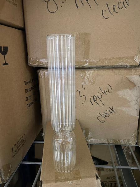 8.3" Rippled Bud Vase Lampwork Small vase wedding ripple