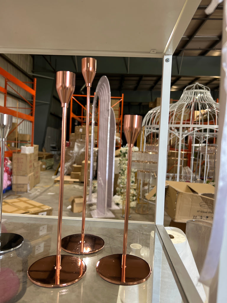 Set of 3 White Metal Candle holder