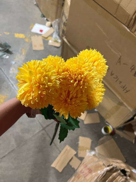 Pom Bunch 9 Head Artificial Filler Flower(Yellow)