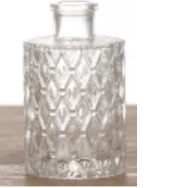 4.2”H Style 1 small bottle bud vase with diamond pattern