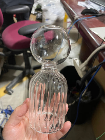 6” Rippled Bud vase with ball Lampwork Small vase wedding ripple