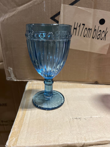 Blue Color Striped drinking Glass drinkware cup goblet