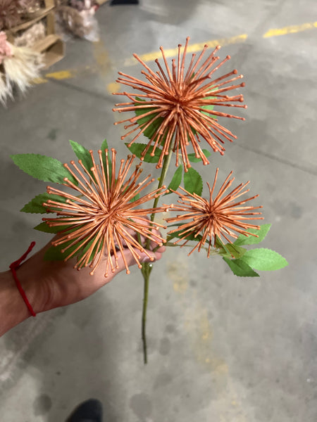 Burnt Orange Pom Sea Spiky Artificial flower wedding greenery