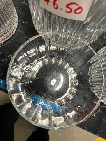 MT4-4 Ribbed Glass 4”x4”h Cylinder Vase Clear Thin Machine made