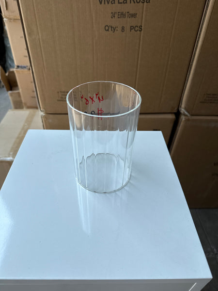 MT4-6 Ribbed Glass 4”x6”h Cylinder Vase Clear Thin Machine made
