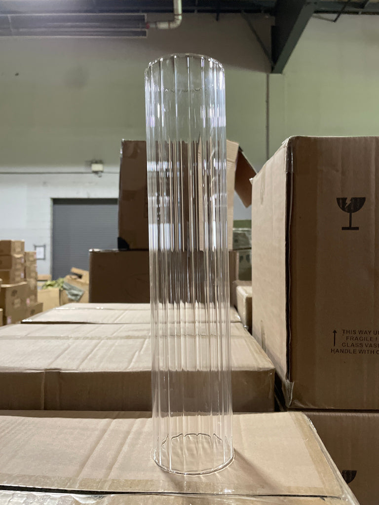 Stripe Hurricane Tube Candleholder glass 18”x3”