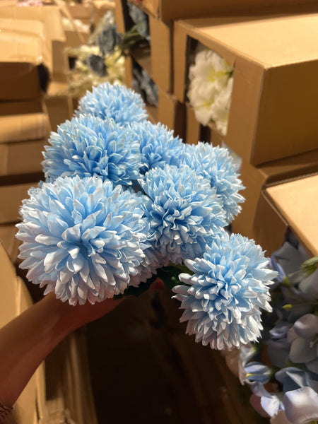 Pom Bunch 9 Head Artificial Filler Flower(Blue)