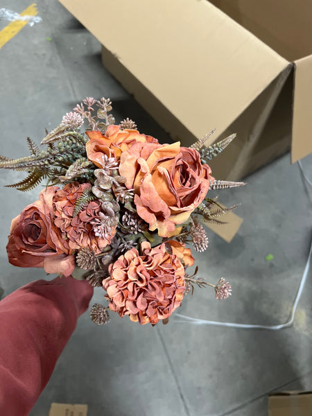 American ARTIFICIAL rose BUNCH burnt orange