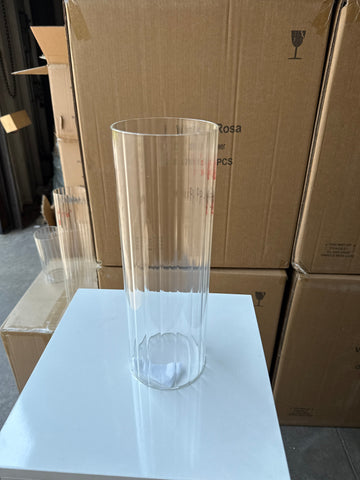 MT4-12 Ribbed Glass 4”x12”h Cylinder Vase Clear Thin Machine made