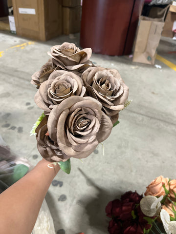 Garden Rose Bunch with filler( brown color)